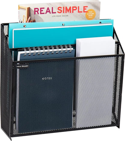 Mind Reader Vertical File Storage, Desktop Organizer, Wall Mount, Metal Mesh