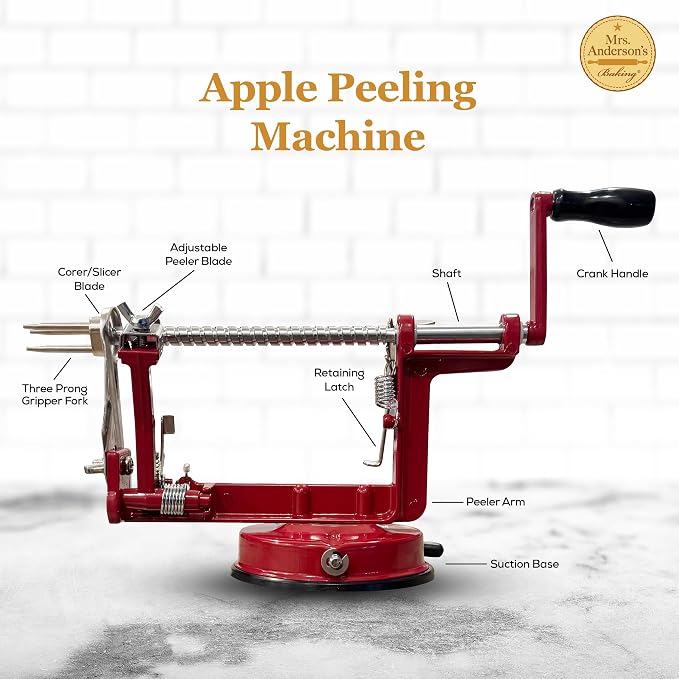 Mrs. Anderson’s Baking Apple Peeling Machine with Strong Suction Base, Includes C-Clamp
