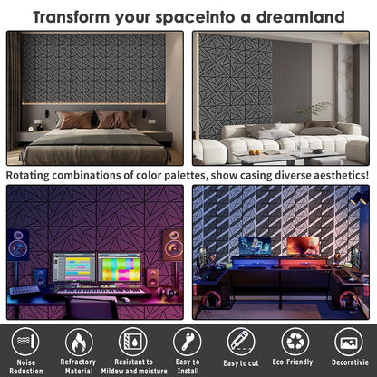 8 Pack Self-Adhesive Soundproof Wall Panels, 12 x 12 x 0.47 in Sound Proof Foam Panels for Walls, 1.2lb/ft³ High Density, Thicker 0.47in, Acoustic Panel, Peel and Stick Wall Panel Studio Black