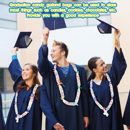Mikasee 110 Pcs Graduation Candy Lei Making Kit 50 Graduation Candy Lei Tubing Lei Bags with 50 Sheet Stickers 10 Rolls Ribbon for School Graduation Wreaths