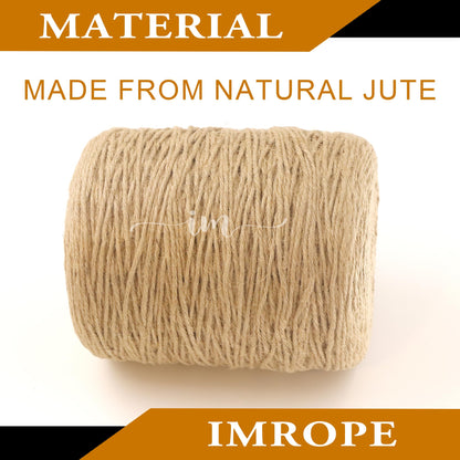 IMROPE 3mm x 1500 Feet Natural Jute Rope, Twine for Gardening Tomato Climbing Plant Tie Floristry Crafts Gift Wrapping Packing Decor