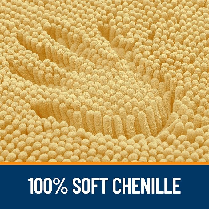 OLANLY Bathroom Rugs 30x18, Extra Soft Absorbent Chenille Bath Rugs, Rubber Backing Quick Dry, Machine Washable Bath Mats for Bathroom Floor, Tub and Shower, Home Decor Accessories, Yellow