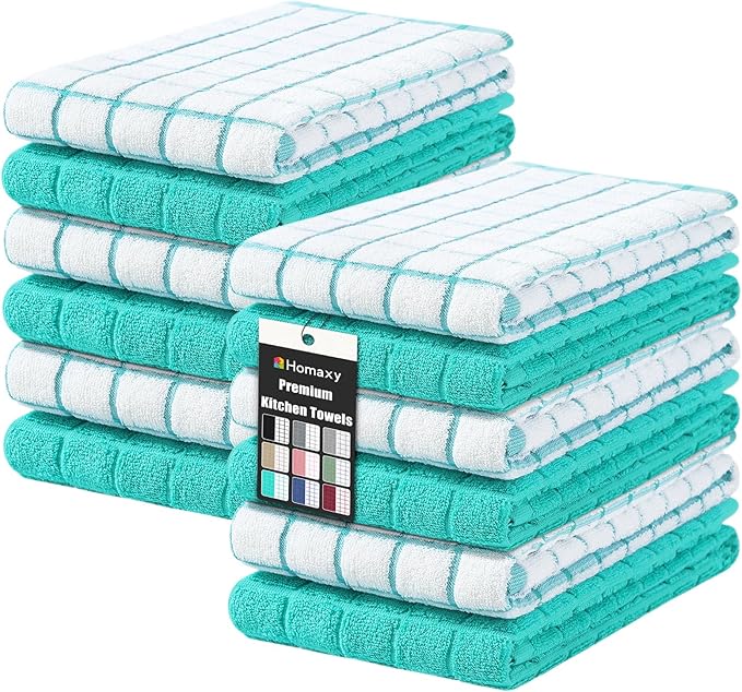 Homaxy Premium Cotton Kitchen Towels 16"x 28", Large Natural Ring Spun 390 GSM