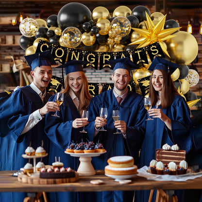 Sllyfo Graduation Decorations 2026 Black and Gold, 2026 Graduation Party Decorations Balloon Arch Kit, Black and Gold Graduation Balloons Class of 2026, Graduation Balloon Banner Arch Kit