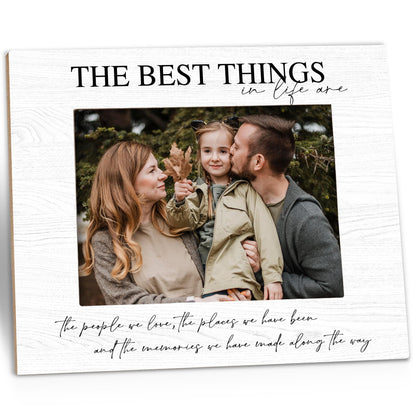 Kneaotoaji Family Picture Frame Gifts - The Best Things in Life Are the People We Love - Friends Wooden Photo Frame 5x7 for Tabletop or Wall Hanging
