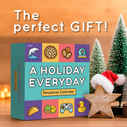 Everyday Is A Holiday Calendar | Funny Perpetual Desktop Calendar With Every Goofy & Silly Holiday For Each Day Of Year, 365 Humorous & Weird Holidays with Custom Illustrations on Every Page