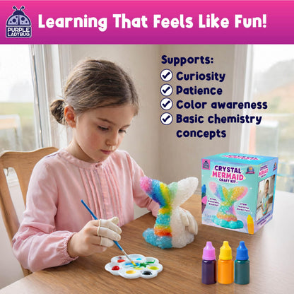 Crystal Growing Kit-Birthday Gifts for Kids Ages 6 7 8 9 10 11 12, Crystal Making Experiment For Girls, Grow Your Own Mermaid Crystal, STEM Kit For Girls, Fun Summer Vacation Science Activity For Kids