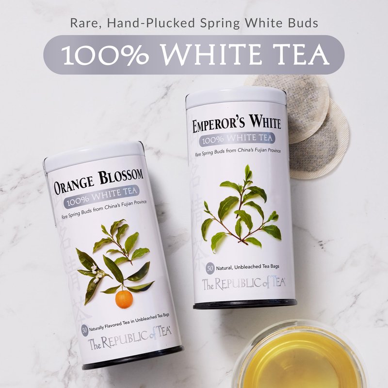 The Republic of Tea – Ginger Peach 100% White Tea Bags, Steeps 50 Low-Caffeinated Cups
