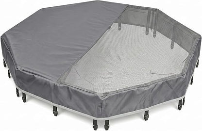 PJYuCien Octagonal Playpen Top Cover for 24" Side Metal Pet Pen, Half Mesh Half Oxford with Silver Coating & Snap Hooks, Predator & Weather Protection, Cozy Den for Puppy Small Animals, Gray