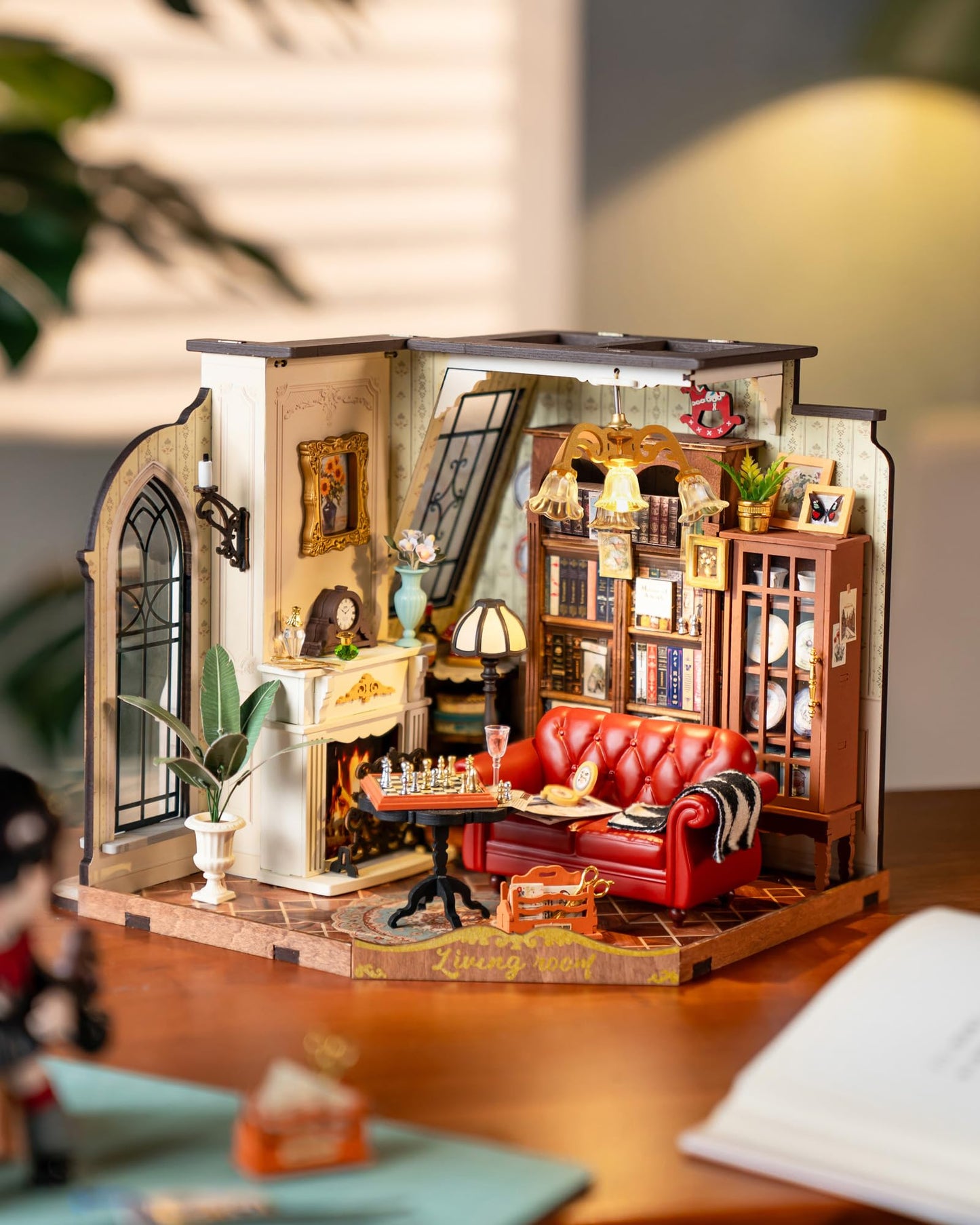 Rolife DIY Miniature House Kit for Adults, Mini Wooden Dollhouse Kit, Tiny House Diorama Building Kits-Birthday Christmas Craft Hobbies Gift for Teens Kids (Catherine's Living Room)