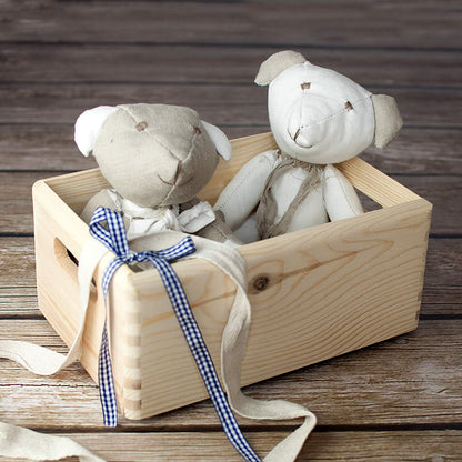 Creative Deco Large Wooden Crate Nesting Crate Handles | 11.8 x 7.87 x 5.51 in | Keepsake Unfinished Display Storage Box Multi-Craft Caddy Nesting Crate | Natural Wood Rustic | Plain Unpainted Beige