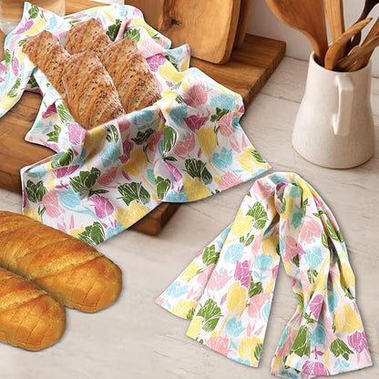 Urban Villa Collection Kitchen Towels Tulip Flowers Multi Color Premium Quality
