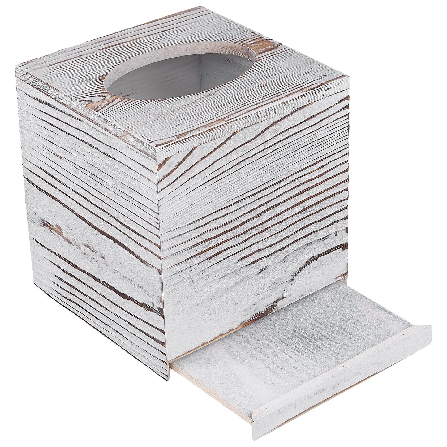 SENJEOK 2 Pack Wooden Tissue Box Cover Square, 5.5 x 5.5 x 6.1 Inch White Tissue Box Holder for Home Office Bathroom
