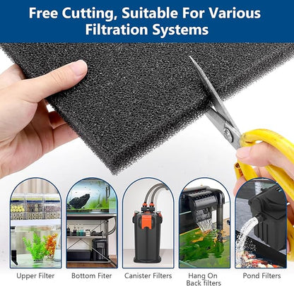 hygger Aquarium Sponge Filter Pad, Filter Media Foam Sponges, Cut-to-Size Open Cell Foam Sheet for Fish Tanks and Ponds, S (4 Pack 5.9 * 3.9 * 1 inch)
