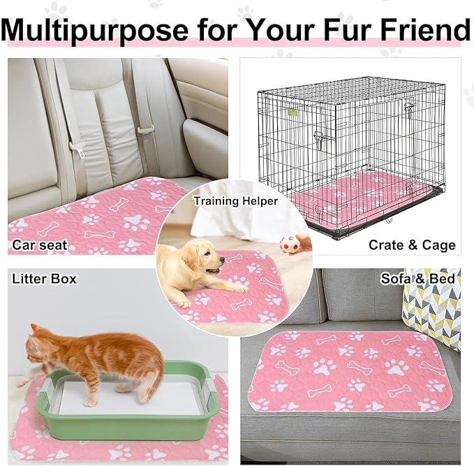 BEAUTYZOO 2 Pack Washable Pee Pads for Dogs, Reusable Puppy Pads for Potty Training, Waterproof Super Absorbent Whelping Pads Mats Non Slip Against Urine for Small Medium Dogs Cats, 36" x 36"