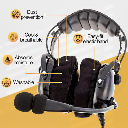 KORE AVIATION 100% Cotton Headphone Ear Covers Washable Double Knit for Aviation Headset, Gym, Training, Racing, Gaming, Hunting & Headset Ear Pads (Sold in Pairs)