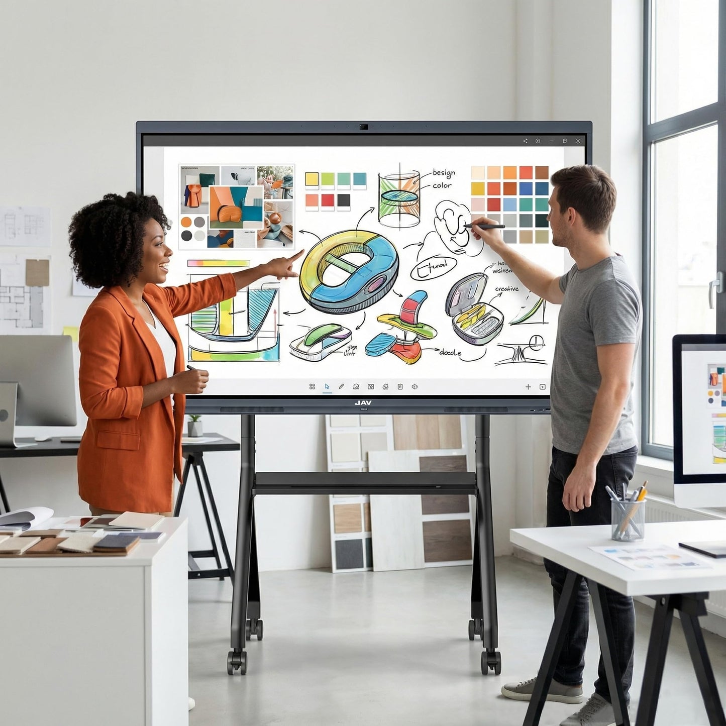 JAV Smart Board 4K UHD Interactive Whiteboard with EDLA Certification Built-in Android OS for Classroom Office Home Digital Display 8+128 GB for Hybrid Work (75 Inch)