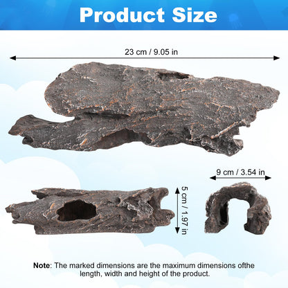 TRUVIC Fish Tank Decorations - Aquarium Cave Decor, Resin Hollow Tree Trunk Reptile Hide & Betta Log Hideout for 20 Gallon Tank, Fish Accessories Shelter Cave