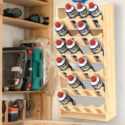 Yeshine 24-Can Spray Paint Storage Rack, Wooden Organization Rack for Paint and Lube, Craft Workroom Bottle Organizer, Wall Mount Aerosol Holder