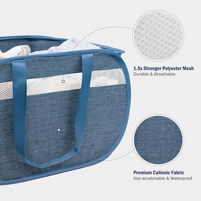 Collapsible Laundry Baskets, Foldable Tear Proof Pop Up Hamper