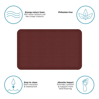 GelPro Designer Comfort Grasscloth Crimson Ergo-Foam Anti-Fatigue Kitchen Floor Mat, 20"x32"