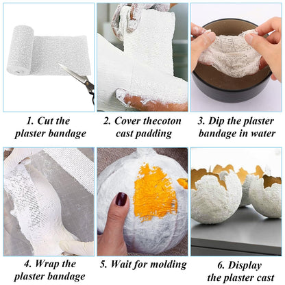LOYORTY 12 Rolls Plaster Cloth Rolls 4”x 180”Plaster Gauze Bandages Plaster of Paris Strips for Craft Projects, Mask Making, Belly Casts, Body Molds - 4In x 15Ft/ 5Yd