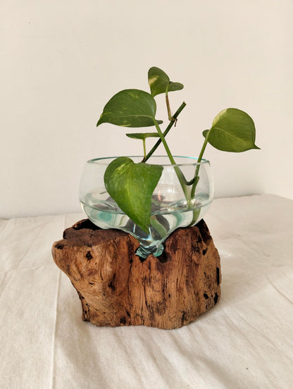 Flowing Glass Vase Handmade in Exotic Bali, Unique Housewarming Gift, Wedding Gift, Natural Boho Decor, Work of Art and Functional Vase, Art Meets Nature in Every Curve