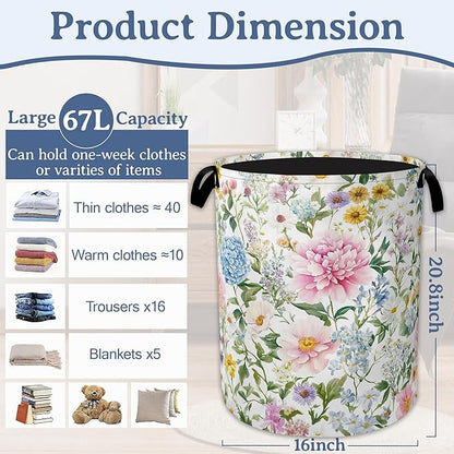 Watercolor Floral Laundry Hamper