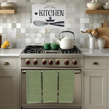 Serafina Home Dark Sage Green Kitchen Hand Dish Towels: Oversized 28" x 18"
