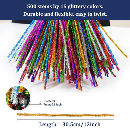 Pipe Cleaners, Pipe Cleaners Craft, Arts and Crafts, Crafts, Craft Supplies, Art Supplies (500 Golden Glitter Pipe Cleaners)…
