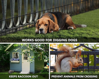 19.83ft(L) X 13inch(H) No Dig Fence, 14 Panels Animal Barrier Fences Rustproof Metal Bottom Fencing Border, Rabbits Dog Digging Blockers Ground Stakes Defense for Outdoor Landscape Patio