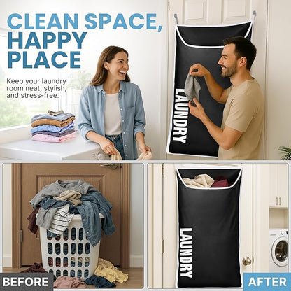 Hanging Laundry Hamper Bag XL 40x22", Space Saving over the Door Storage Bags