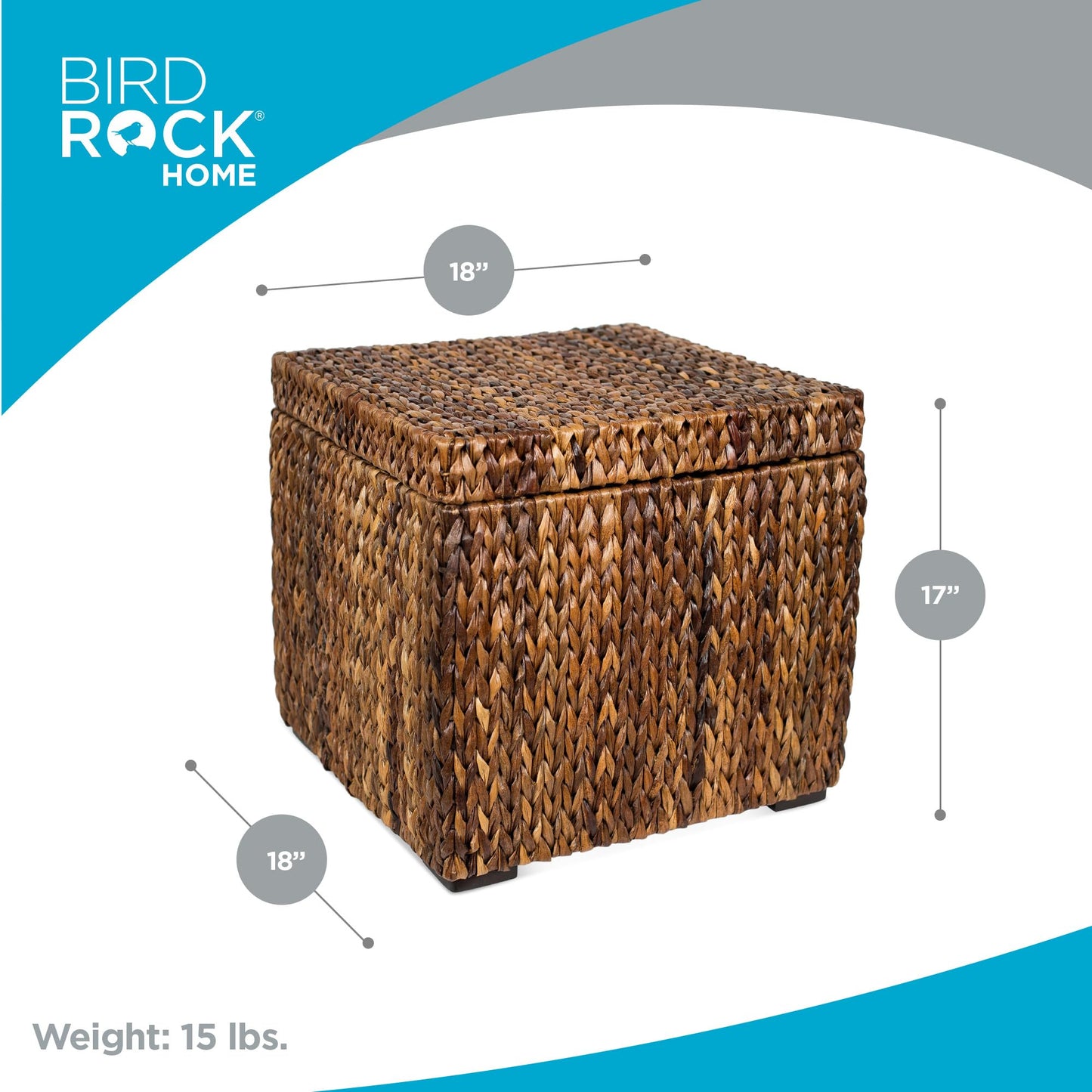 BIRDROCK HOME Woven Storage Cube - Abaca Seagrass Decorative Ottoman - Living Room Side Table - Store Blankets Pillows Magazines Books Remotes