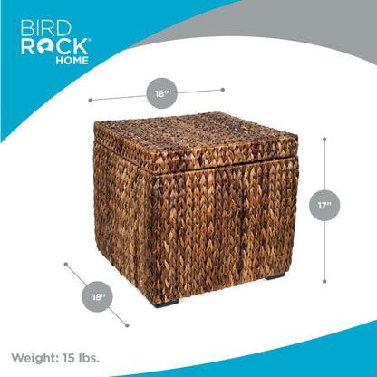 BIRDROCK HOME Woven Storage Cube - Abaca Seagrass Decorative Ottoman - Living Room Side Table - Store Blankets Pillows Magazines Books Remotes