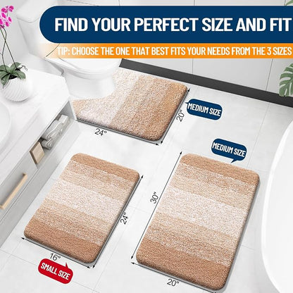 OLANLY Bathroom Rugs Mat 34x21, Extra Soft Absorbent Microfiber Bath Rugs, Rubber Backing, Quick Dry, Machine Washable Bath Mats for Bathroom Floor, Tub and Shower, Home Decor Accessories, Beige
