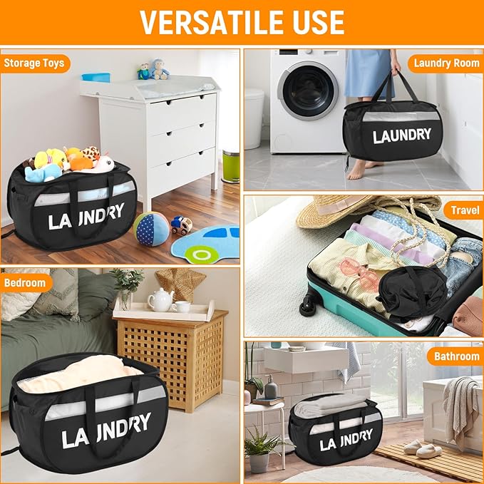 Collapsible Laundry Baskets, Tear-proof Dirty Clothes Hampers