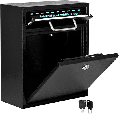 AdirOffice Wall Mount Mailbox - Mailbox with Lock and Keys- Durable Wall Mounted Locking Mailbox and Cash Drop Box for House, Apartments and Bussiness After Hours Deposits