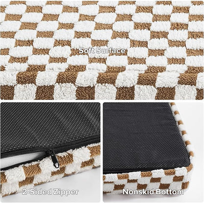 JOEJOY Orthopedic Dog Bed for Large Dogs, Memory Foam Pet Bed with Removable Washable Cover, Cozy Plush Crate Mat, 47×29", Brown