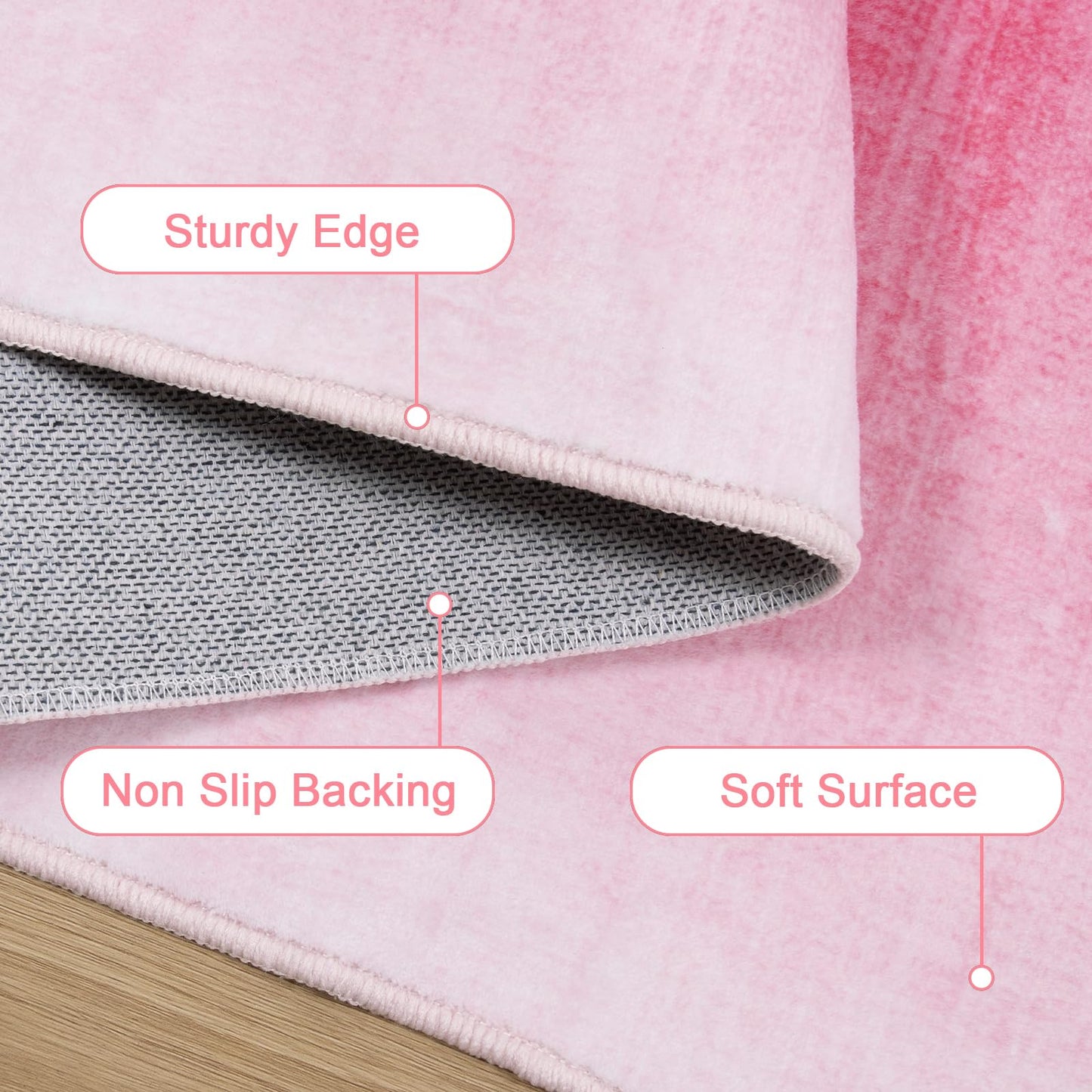 8x10 Area Rugs, Hot Pink Rugs for Living Room Bedroom Girls, Contemporary Ombre Carpet Large Washable Rug Non-Slip Soft Nursery Rug for Playroom, Kid Room, Dining Room