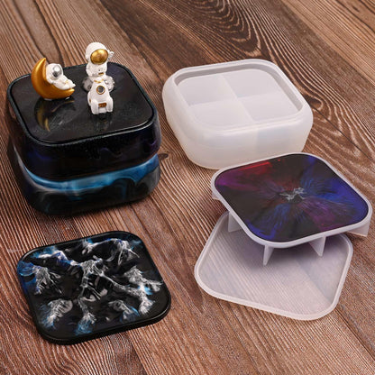 Moukiween Large Storage Box Molds with Lid, Resin Jar Mold, Silicone Box Mold for Storage Jewelry Epoxy Casting DIY Crafts