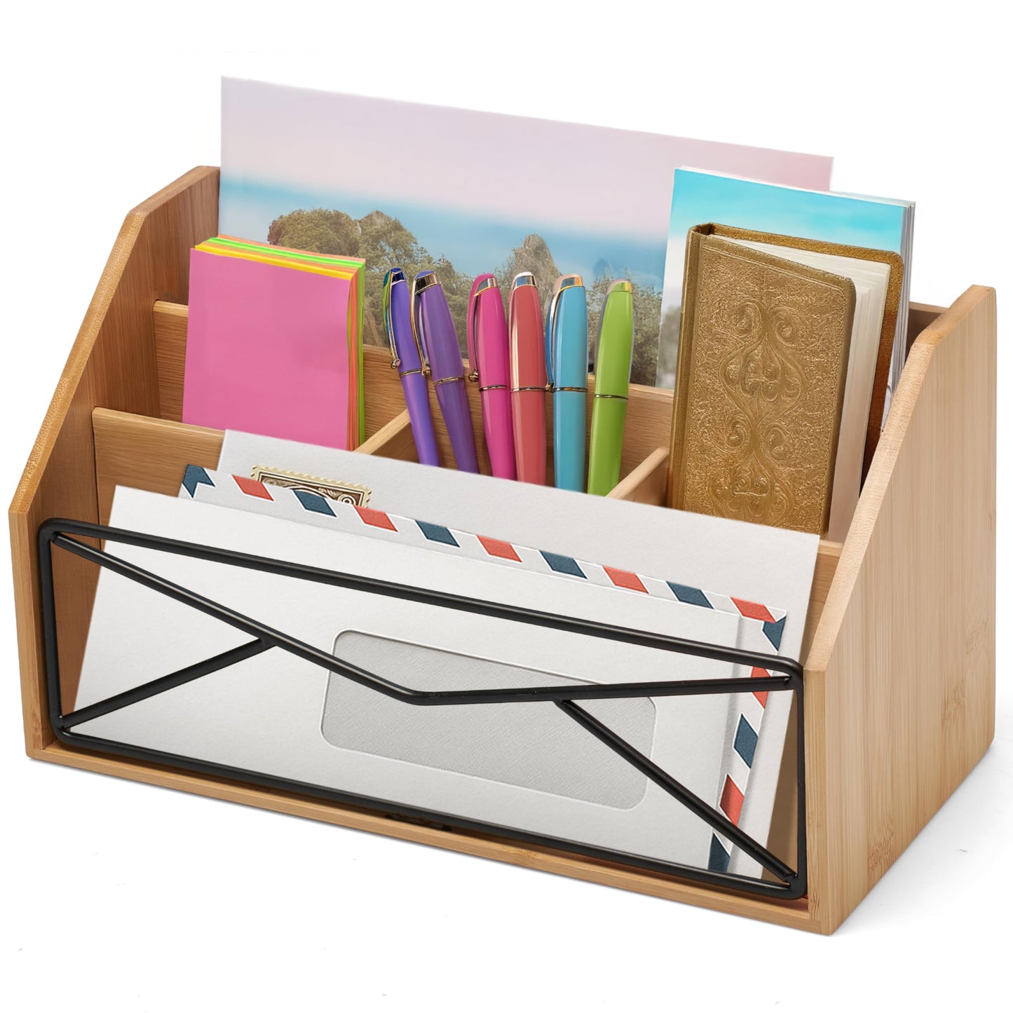 Prosumer's Choice Bamboo Desk Organizer for Office and Home – Natural Bamboo Mail Organizer for Countertop - Wooden Desktop Organizer for Mail, Files, Letters, and Tabletop Storage