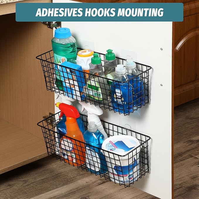4 Set Hanging Wall Mount Storage Baskets