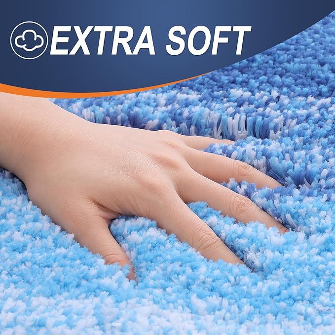 OLANLY Bathroom Runner Rugs Mat 47x20, Extra Soft Absorbent Microfiber Bath Rugs, Rubber Backing, Quick Dry, Long Bath Mats for Bathroom, Tub and Shower, Home Decor Accessories, Light Royal Blue