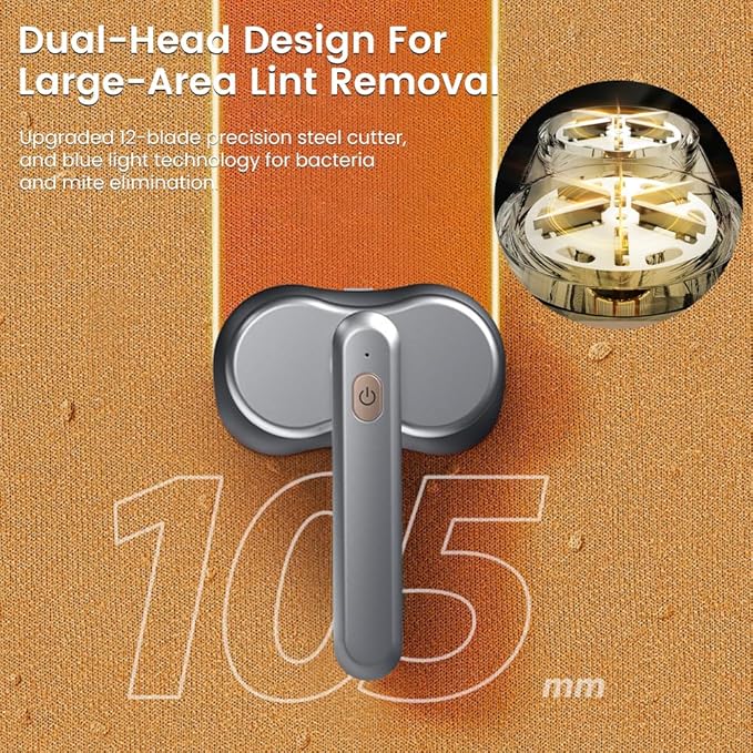 HomeBeyond Dual-Head Fabric Shaver, Electric Lint Remover, Rechargeable Lint