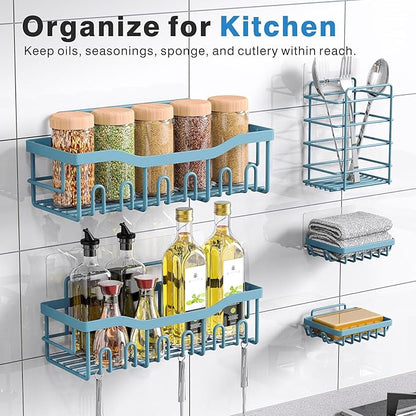 EUDELE 5-Pack Rustproof Stainless Steel Shower Caddy – No Drill Adhesive
