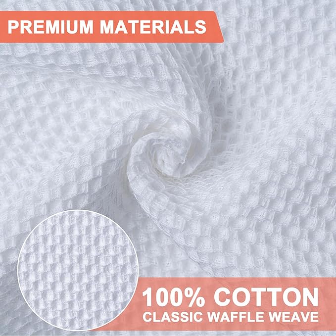 BOOMIBOO 6-Pack Kitchen Dish Cloths, 100% Cotton Waffle Weave, Ultra Soft