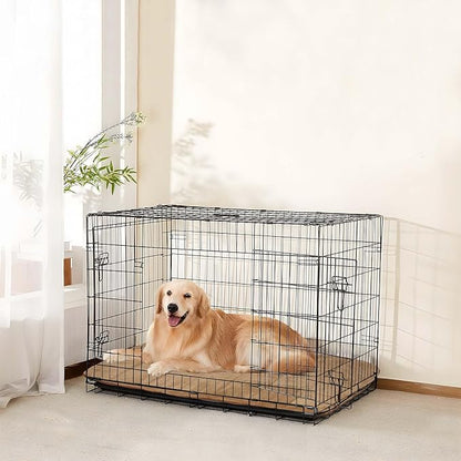 Dog Crate Pad for Medium Dog - 30x20 Memory Foam Dog Bed, Washable & Anti-Slip Dog Bed Mat, Ultra Soft Kennel Pad for Dogs Cozy Sleeping Mat, Khaki