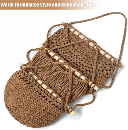 3 Tier Hanging Fruit Baskets for Kitchen, Boho Cotton Rope Handwoven Vegetable