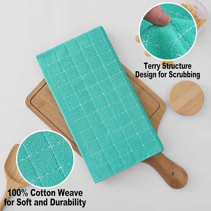 Homaxy 100% Cotton Terry Kitchen Dish Cloths, Ultra Soft and Absorbent Dish