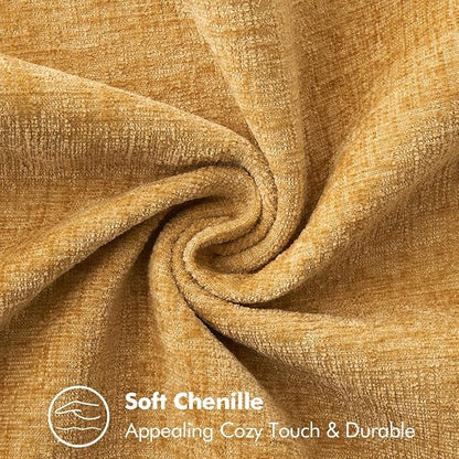 MIULEE Pack of 2 Summer Couch Throw Pillow Covers 20x20 Inch Gold Mustard Yellow Farmhouse Decorative Pillow Covers with Stitched Edge Soft Chenille Solid Dyed Pillow Covers for Sofa Bed Living Room